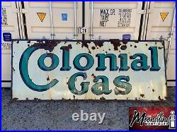 10ft Vintage COLONIAL GAS Porcelain Service Station Sign Gas & Oil