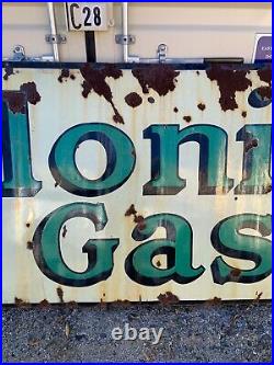 10ft Vintage COLONIAL GAS Porcelain Service Station Sign Gas & Oil