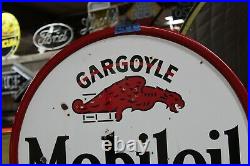 1920's Gargoyle Mobil Oil Socony-Vacuum Double Sided Porcelain Lollipop Sign
