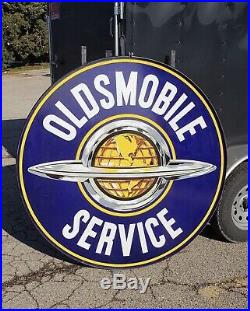 1930-50s Original Oldsmobile Service Porcelain Dealership Sign DSP 60in withring