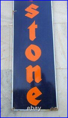 1930's Original 72'' Firestone Tyre Oil Gas Station Enamel Porcelain Sign Board