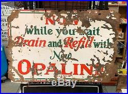 1930's SINCLAIR OPALINE GAS OIL PORCELAIN SIGN GREAT PATINA EXCELLENT CHARACTER