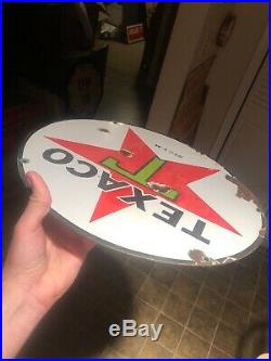 1930s 15 TEXACO SIGN PUMP PLATE LUBESTER Porcelain