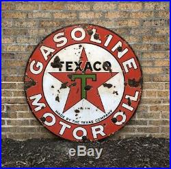 1930s 42 Texaco Gasoline Motor Oil Double-Sided Porcelain Vintage Sign Gas