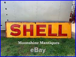 1930s SHELL Gasoline / Motor Oil Service Station Porcelain Sign Gas & Oil