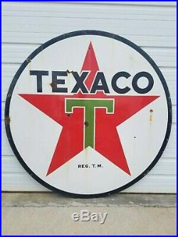 1939 Texaco Double Sided Porcelain 72 Gas Station Filling Station Dealer Sign