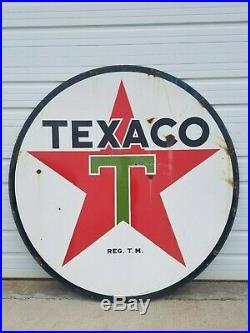 1939 Texaco Double Sided Porcelain 72 Gas Station Filling Station Dealer Sign