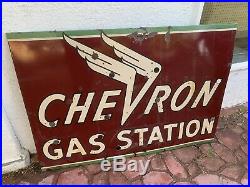 1940's Chevron Chevron Gas Station Porcelain sign original read Desc