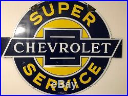 1940's Original Super Service CHEVROLET Porcelain Dealership Sign