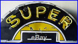 1940's Original Super Service CHEVROLET Porcelain Neon Dealership Sign (Video)