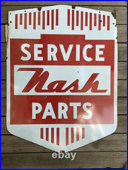 1940s Nash Parts & Service Double Sided Porcelain Sign Original