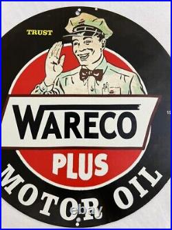 1945 Wareco Plus Motor Oil Porcelain Enamel Sign