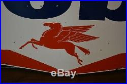 1950's Pegasus Mobil Gas Socony Porcelain Sign With Bracket NICE Service Station