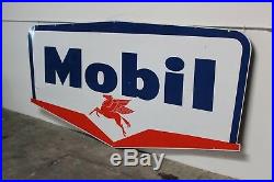 1956 Original Mobil Oil double-sided porcelain pegasus service station sign