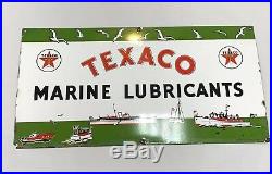 1957 Texaco Marine Lubricants Sign Porcelain On Steel Very Good Condition RARE