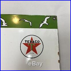 1957 Texaco Marine Lubricants Sign Porcelain On Steel Very Good Condition RARE
