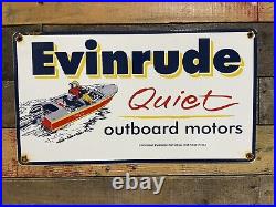 1957 Vintage Evinrude Porcelain Sign Gas & Oil Boat Outboard Motors Water Craft