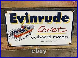 1957 Vintage Evinrude Porcelain Sign Gas & Oil Boat Outboard Motors Water Craft