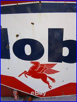 1959 Mobil Oil Gas Auto Station USA Porcelain Pegasus Flying Horse Art Tool Sign