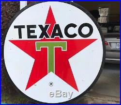 1964 Porcelain 6 Feet Diameter 72 Texaco 2-Sided Oil Gasoline Sign Double Sided