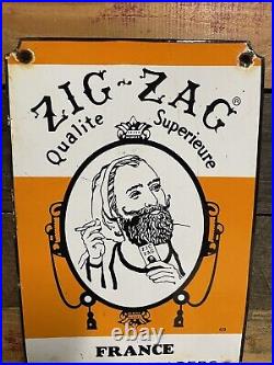 1969 Zig Zag Vintage Porcelain Sign Gas & Oil Tobacco Cigarette Rolling Papers