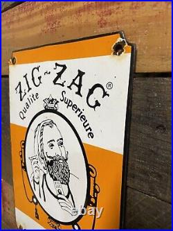 1969 Zig Zag Vintage Porcelain Sign Gas & Oil Tobacco Cigarette Rolling Papers