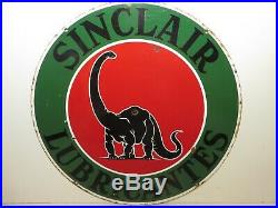 22 Round authentic org. 1930 Sinclair Lubricantes Porcelain Sign Gas & Oil Co