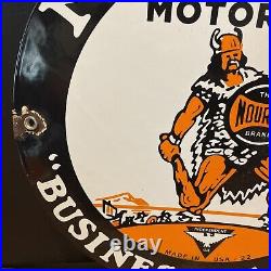 22 Vintage''norse Motor Oil'' Gas & Oil Pump Plate 12 Inches Porcelain Sign