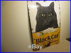 24x36 Rare 1915 antique Black Cat Cigarettes Londan Porcelain Gas Oil Adv. Sign