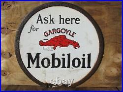 25 Round authentic org. 1920 Gargoyle Gas and Mobil Oil Co. Porcelain Sign