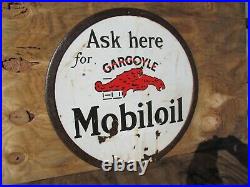 25 Round authentic org. 1920 Gargoyle Gas and Mobil Oil Co. Porcelain Sign