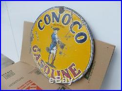 25x25 authentic 1920 Conoco Minute Man Porcelain Sign Gas & Oil Co