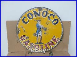 25x25 authentic 1920 Conoco Minute Man Porcelain Sign Gas & Oil Co