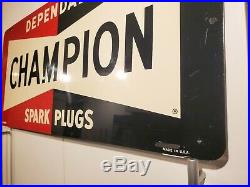 26x12 Antique Champion Spark Plug Tin Sign Original not Porcelain