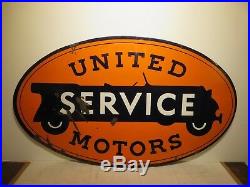 29x48 original 1930 antique United Motor Service Walker & Co. Porcelain Sign