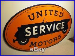 29x48 original 1930 antique United Motor Service Walker & Co. Porcelain Sign