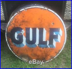 30 Round DS 1930 authentic Gulf Original Porcelain Gas & Oil Advertising Sign