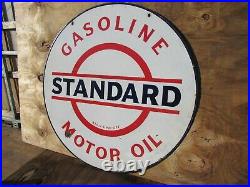 30 Round authentic org. 1920 Standard Oil & Gasoline Co. Porcelain Sign