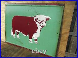 30x38 authentic DSP org. 1940 Texas Herford ASSN. Bull Farm Porcelain Sign