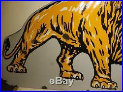 39x59 AUTHENTIC org. 1930 Lion Lyon Moving & Storage Co. GAS OIL Porcelain Sign