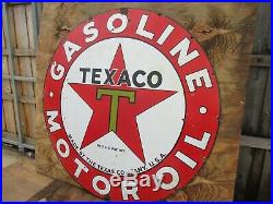 42.5 Round authentic org. SSP 1930 Texaco Gasoline & Motor Oil Porcelain Sign