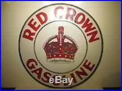 42 Round authentic org. 1930 Red Crown Gasoline Porcelain Sign Gas & Oil Co