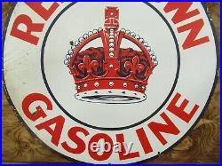 42 Round authentic org. SSP 1930 Red Crown Gasoline & Oil Co. Porcelain Sign
