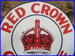 42 Round authentic org. SSP 1930 Red Crown Gasoline & Oil Co. Porcelain Sign