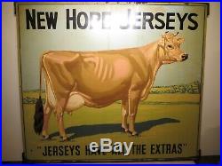 42x49 org. 1930 antique painted Cow Farm Sign New Hope Jersey (DS Not porcelain)