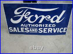45 Ford Authorized Sales Service Porcelain Sign (gas Oil Farm Barn)