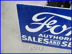 45 Ford Authorized Sales Service Porcelain Sign (gas Oil Farm Barn)
