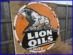 48 round DSP authentic org. 1920 LION OIL & Gas Co. Porcelain Sign