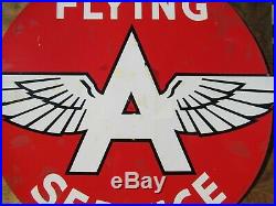 48x58 authentic DSP org. 1930 Flying A Service Gas & Oil Co. Porcelain Sign