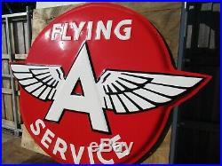 48x62 authentic org. 1940 3D Flying A Service Gas & Oil Co. Porcelain Sign